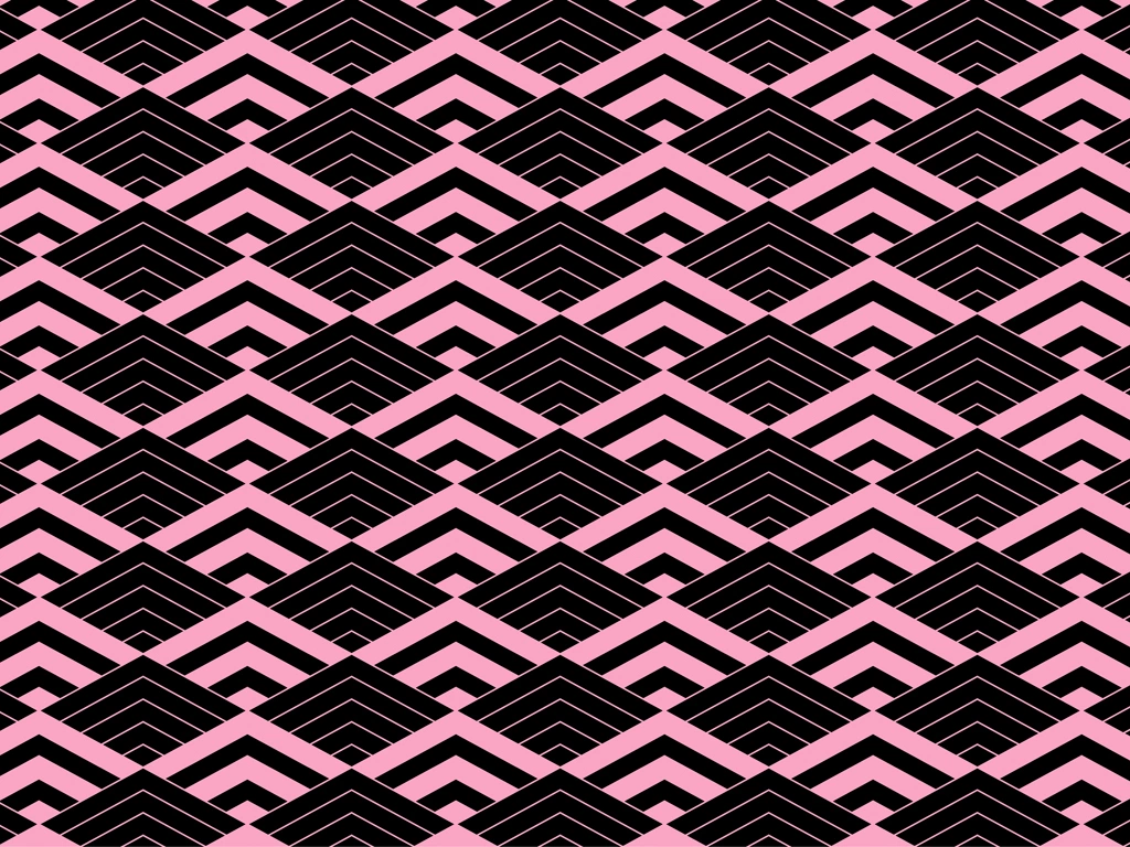 6種類の幾何学的な波柄模様の背景イラストとベクター | 黒色とピンク色