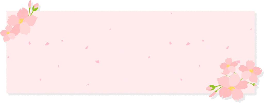 4種類の桜の花のバナー背景のイラストとベクター | ピンク色