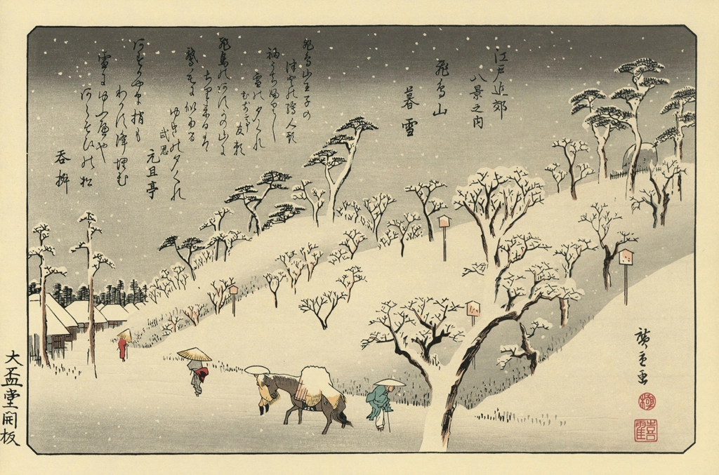 「江戸近郊八景之内 飛鳥山暮雪」 歌川広重 | 北斎と広重 名所絵より