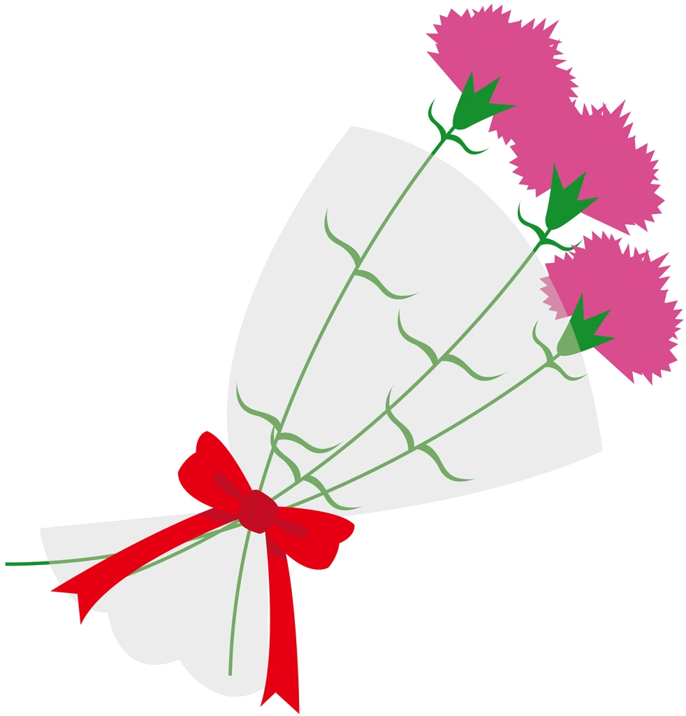6種類のカーネーションの花束のイラストとベクター | ピンク色