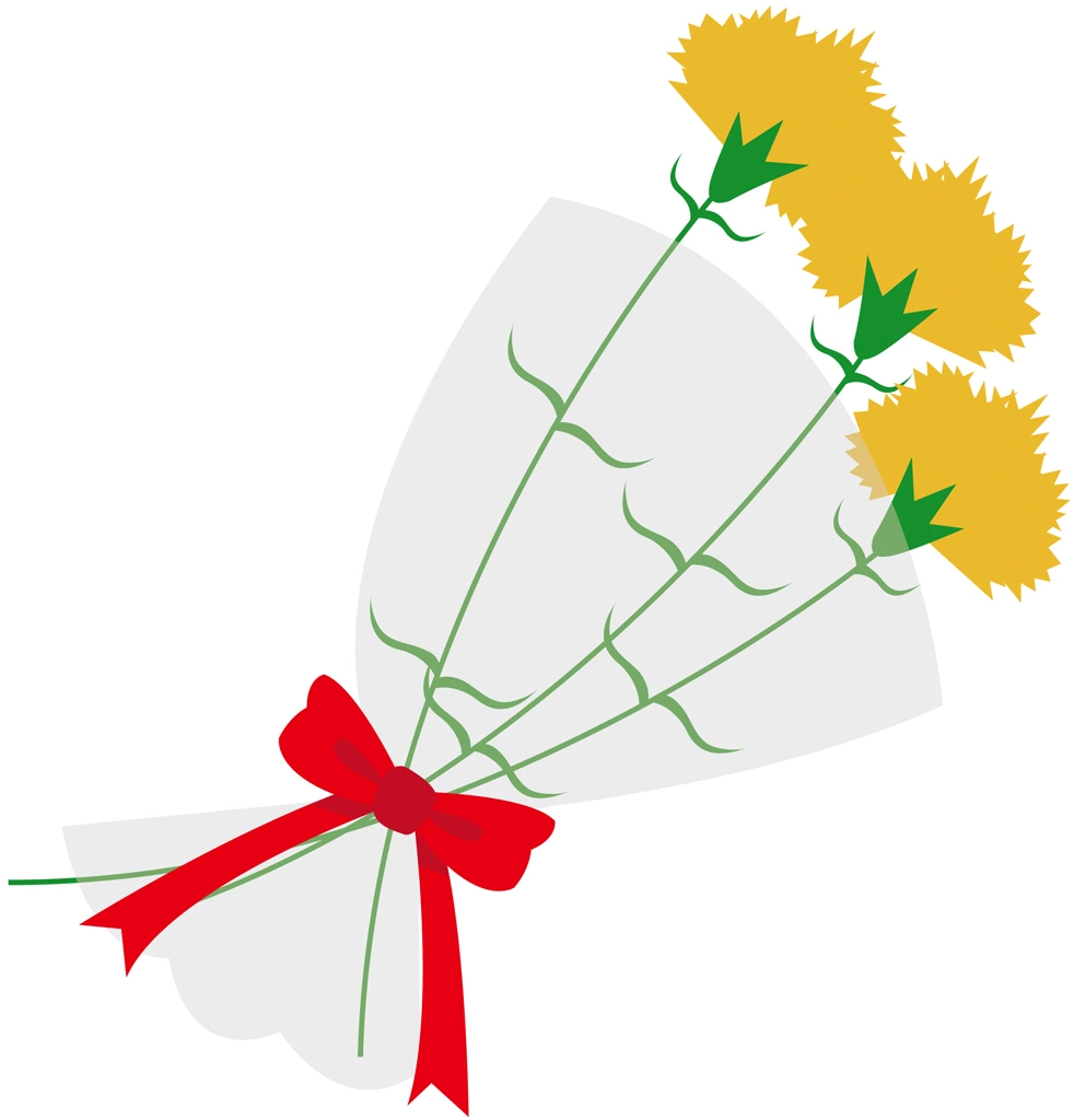 6種類のカーネーションの花束のイラストとベクター | オレンジ色