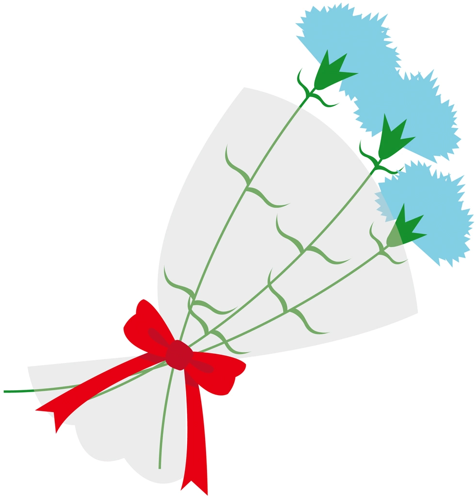 6種類のカーネーションの花束のイラストとベクター | 水色