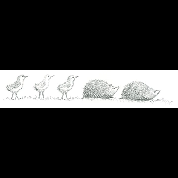 「もりのこびとたち 挿絵 #21 （鳥の雛たちとハリネズミの子供たち）」 エルサ・ベスコフ
