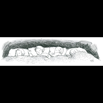 「もりのこびとたち 挿絵 #23 （眠っている小人の子供たち）」 エルサ・ベスコフ