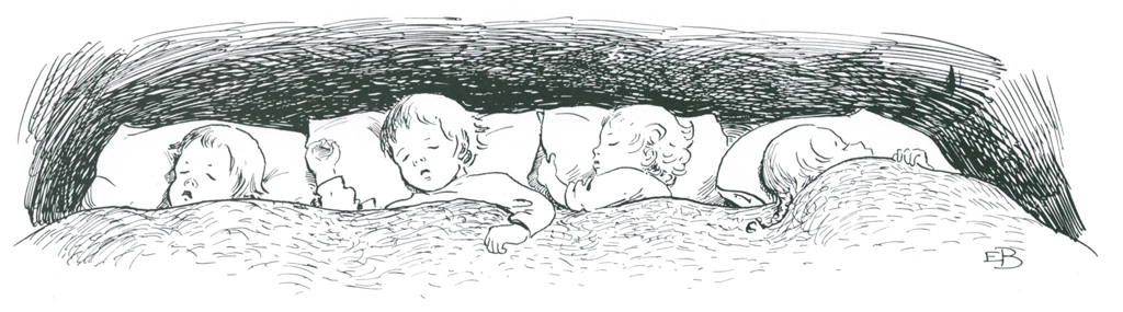 「もりのこびとたち 挿絵 #23 （眠っている小人の子供たち）」 エルサ・ベスコフ | 福音館書店