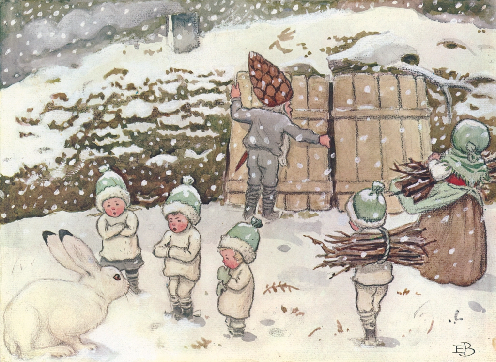 Plate #24 (The Forest Family Preparing for Winter) from Children of the Forest by Elsa Beskow | Fukuinkan Shoten