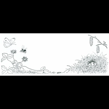 「もりのこびとたち 挿絵 #29 （花に集まる虫たちと鳥の巣の卵）」 エルサ・ベスコフ