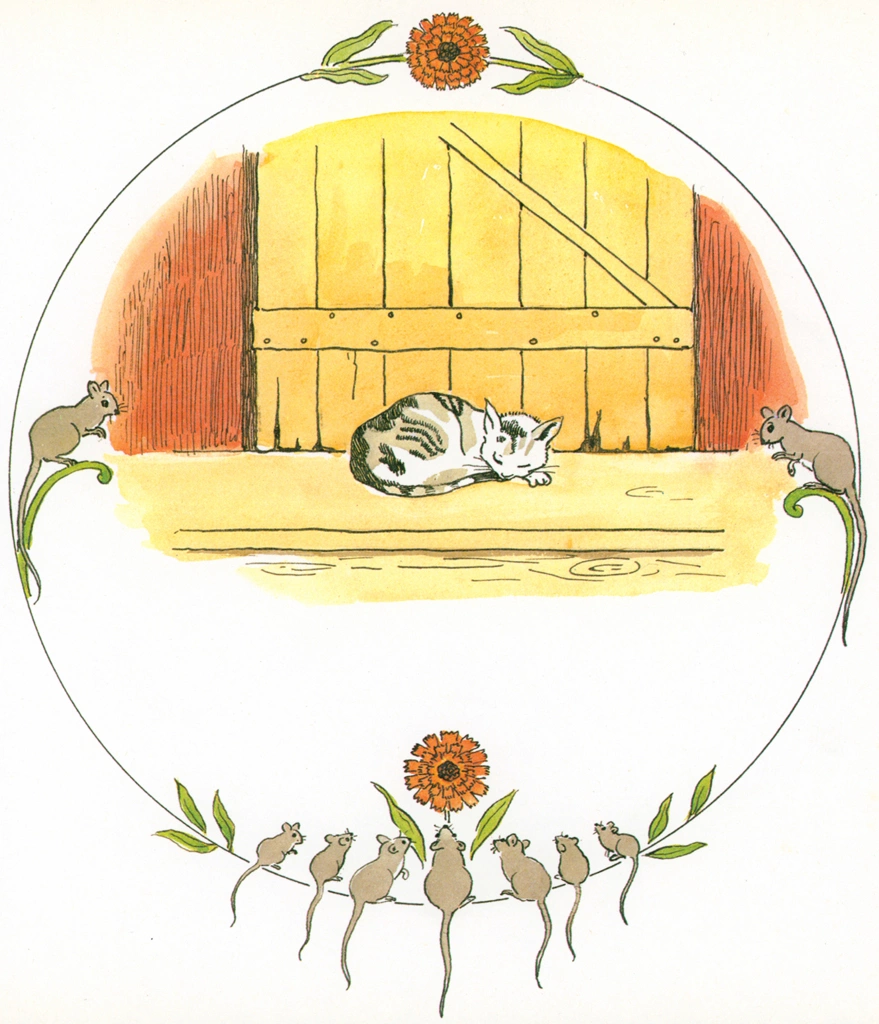 「ちいさなちいさなおばあちゃん 挿絵 #3 （眠っている小さな小さな猫）」 エルサ・ベスコフ | 1