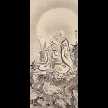 「羅漢に蛇図」 河鍋暁斎 （1886年）