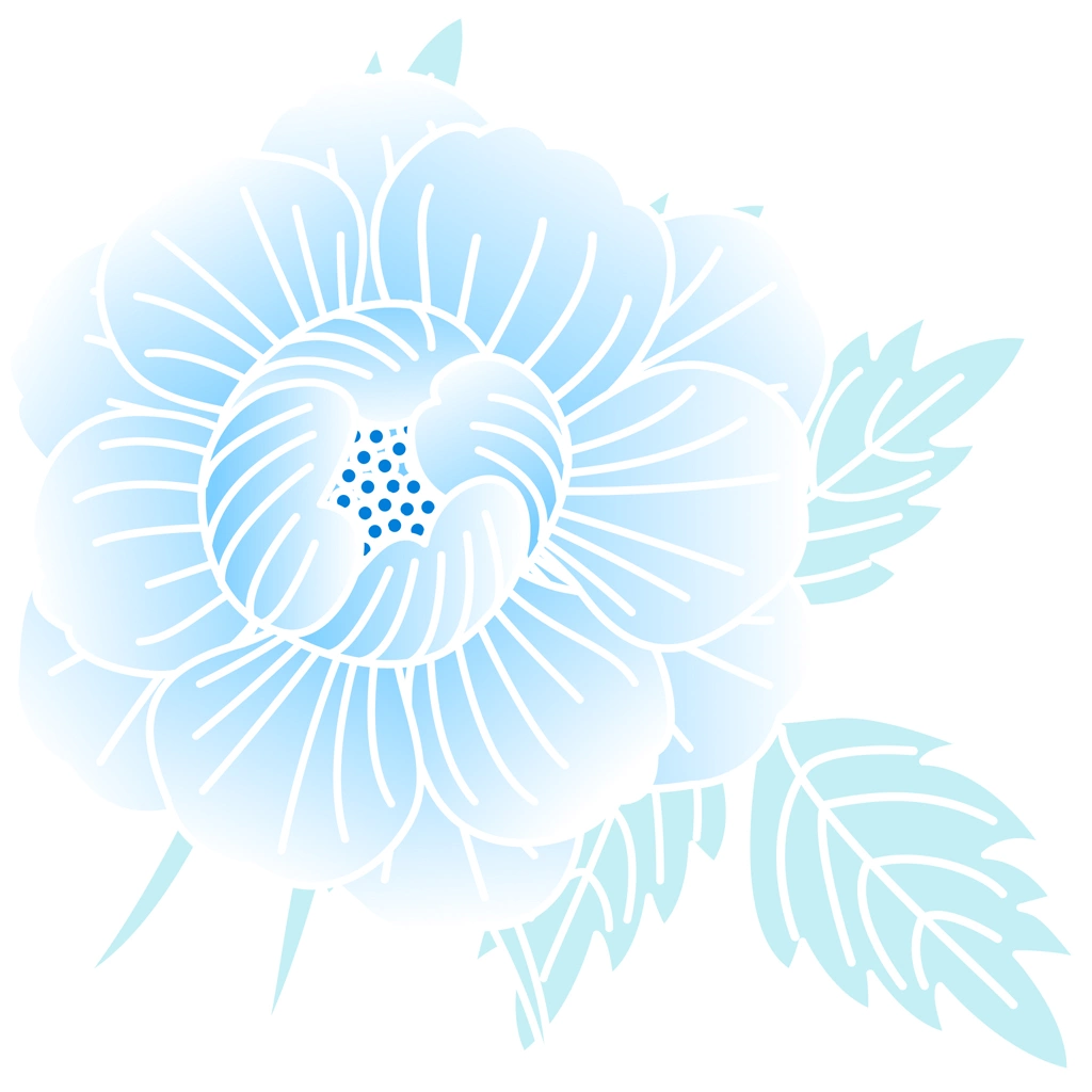6種類の牡丹の花のイラストとベクター | 水色