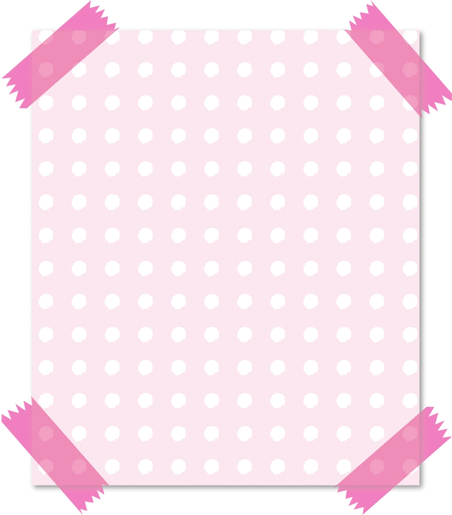 6種類のテープで貼られた水玉模様の紙の背景イラストとベクター | ピンク色
