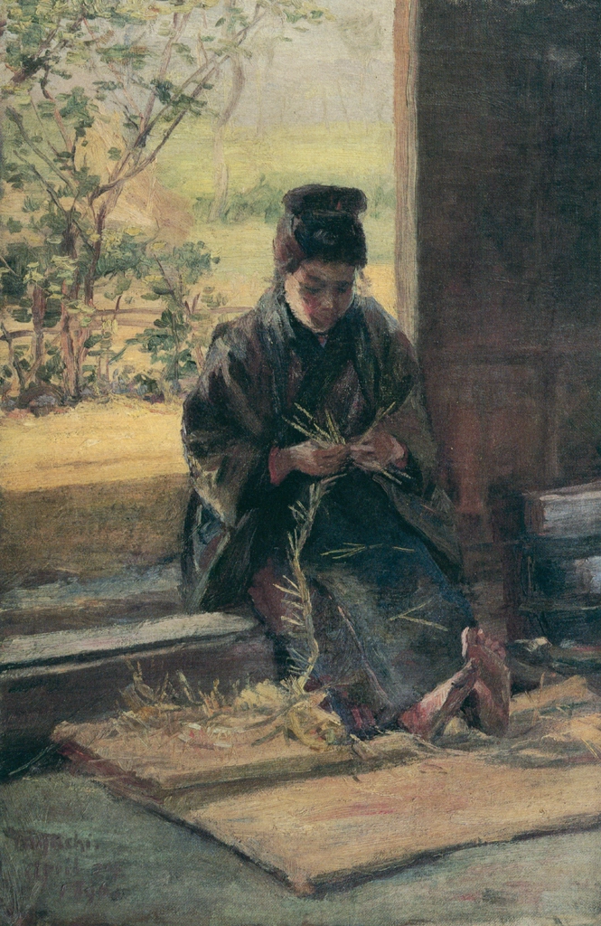 「藁を編む少女」 和田英作 （1896年） | 和田英作展より
