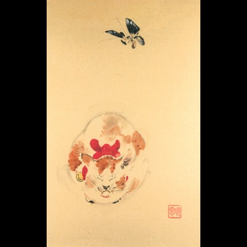 「岩に猫」 河鍋暁斎 （1871-89年）