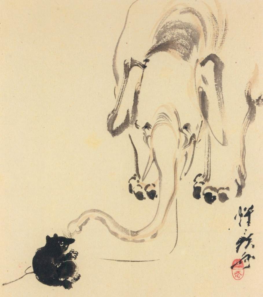「象とたぬき」 河鍋暁斎 （1871年以前） | これぞ暁斎！ ゴールドマンコレクションより