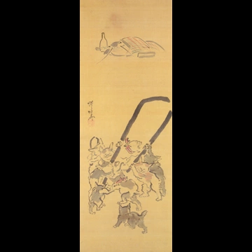 「居眠り鯰と猫」 河鍋暁斎 （1871-89年）