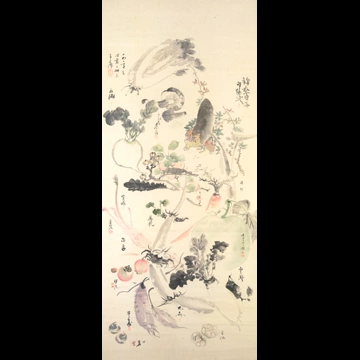 「野菜づくし、魚介づくし」 河鍋暁斎 （1885年）