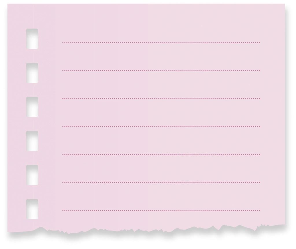 6種類の破った罫線ありのメモ用紙の背景イラストとベクター | ピンク色