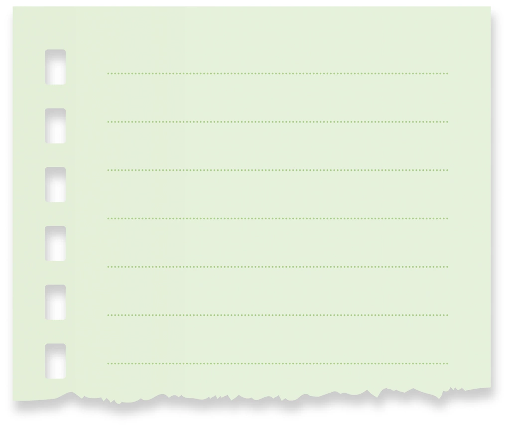 6種類の破った罫線ありのメモ用紙の背景イラストとベクター | 薄緑色