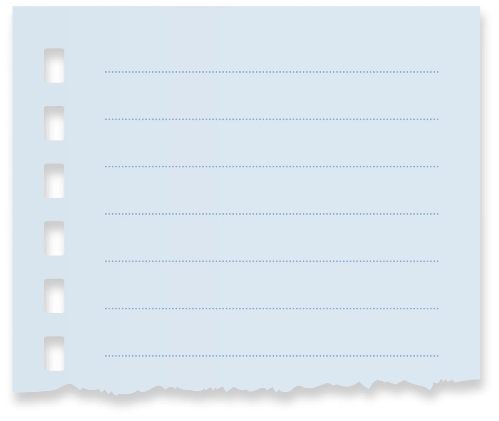 6種類の破った罫線ありのメモ用紙の背景イラストとベクター | 水色