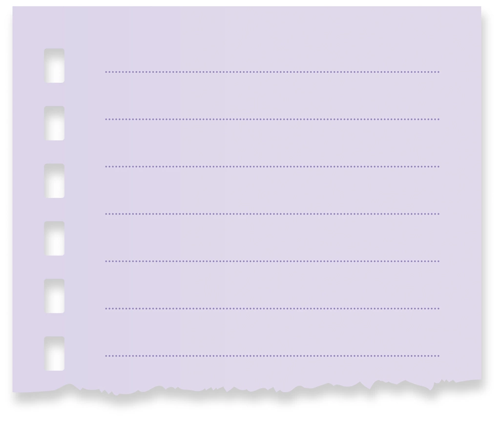 6種類の破った罫線ありのメモ用紙の背景イラストとベクター | 紫色