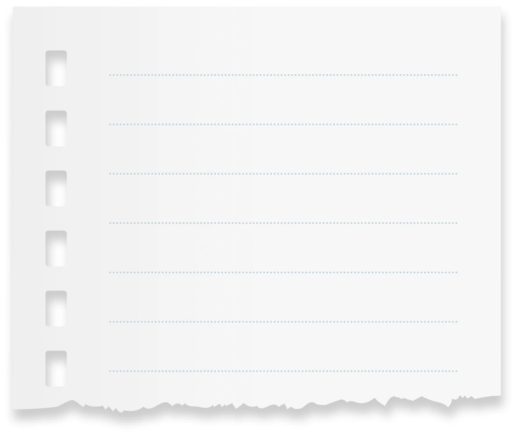 6種類の破った罫線ありのメモ用紙の背景イラストとベクター | 白色