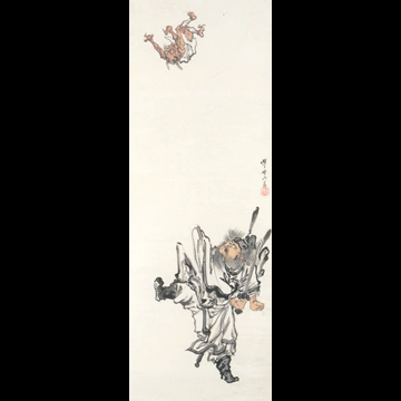 「鬼を蹴り上げる鍾馗」 河鍋暁斎 （1871-89年）