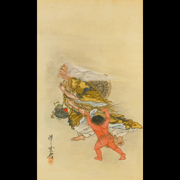「金太郎を連れた山姥」 河鍋暁斎 （1871-89年）