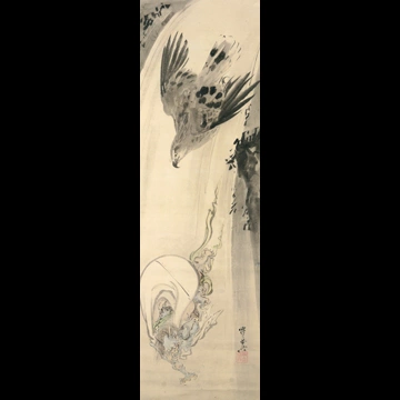 「鷹に追われる風神」 河鍋暁斎 （1886年）