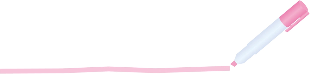 5種類の蛍光ペンの飾り罫線のイラストとベクター | ピンク色