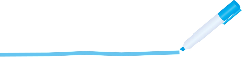 5種類の蛍光ペンの飾り罫線のイラストとベクター | 水色