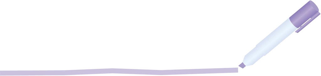 5種類の蛍光ペンの飾り罫線のイラストとベクター | 紫色