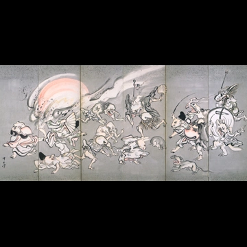 「百鬼夜行図屏風」 河鍋暁斎 （1871-89年）