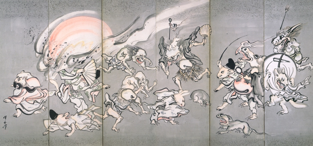 「百鬼夜行図屏風」 河鍋暁斎 （1871-89年） | 左隻 これぞ暁斎！ ゴールドマンコレクションより