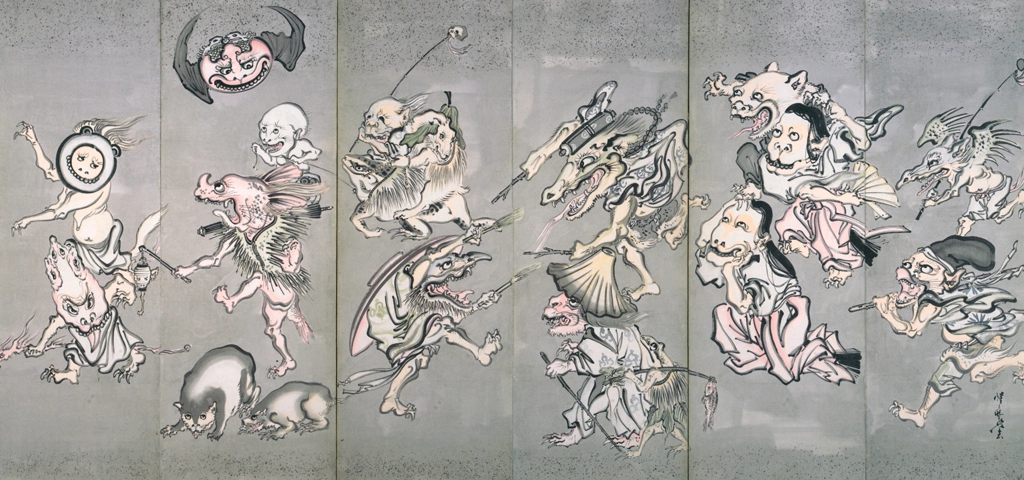 「百鬼夜行図屏風」 河鍋暁斎 （1871-89年） | 右隻 これぞ暁斎！ ゴールドマンコレクションより