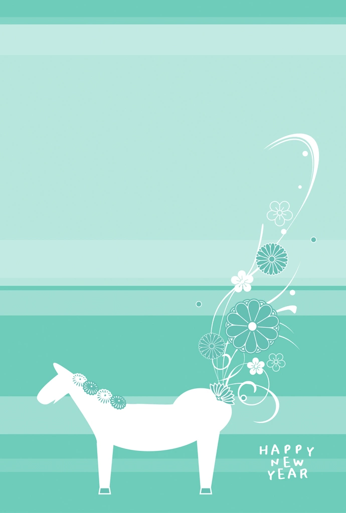 3種類の午年の背景イラストとベクター | 緑色