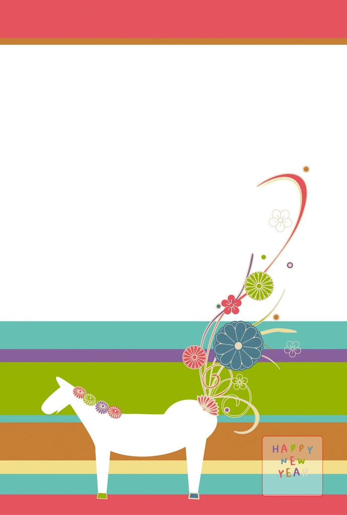 3種類の午年の背景イラストとベクター | カラフル