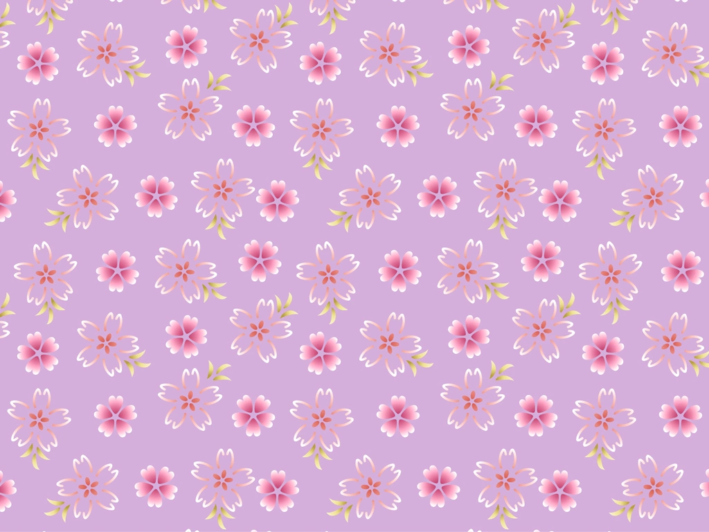 6種類の桜の花柄の背景イラストとベクター | ピンク色
