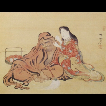 「達磨耳かきの図」 河鍋暁斎 （1871-89年頃）