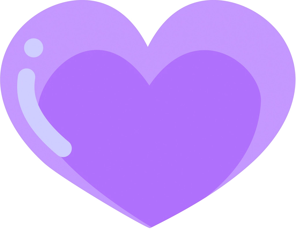 6種類のハートのイラストとベクター | 紫色