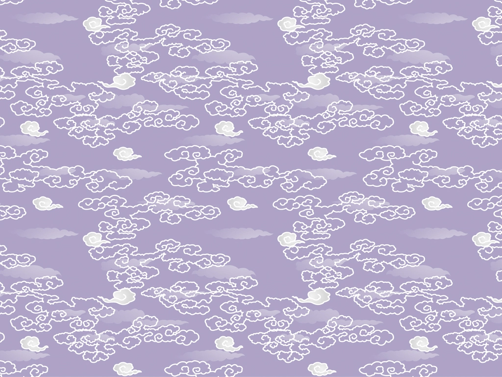 6種類の雲柄模様の背景イラストとベクター | 紫色