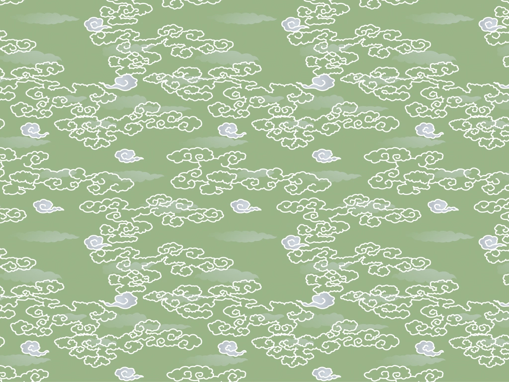 6種類の雲柄模様の背景イラストとベクター | 緑色