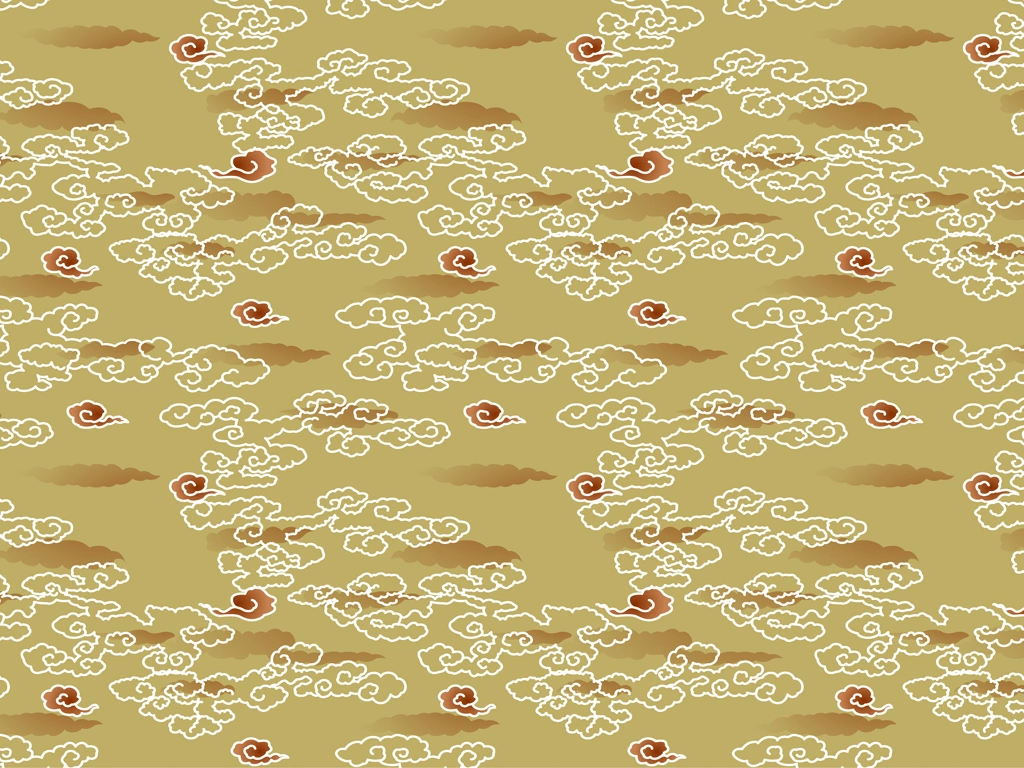 6種類の雲柄模様の背景イラストとベクター | カーキ色