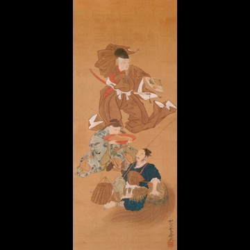 「三浦大助・竹内宿祢・浦島太郎祝盃の図」 河鍋暁斎
