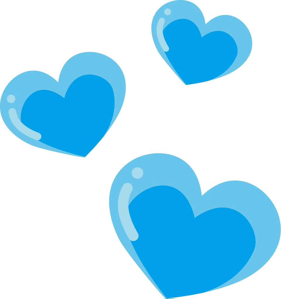 6種類の3個のハートのイラストとベクター | 水色