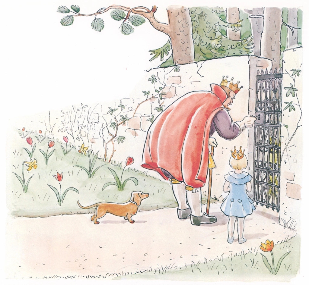 「おうじょさまのぼうけん 挿絵 #2 （門扉の鍵を開ける王様）」 エルサ・ベスコフ | 1