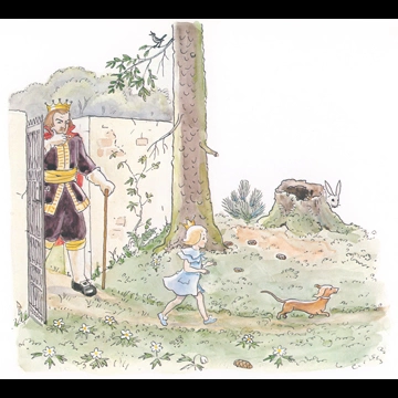 「おうじょさまのぼうけん 挿絵 #3 （森に向かうセサレット王女と犬のペレ）」 エルサ・ベスコフ