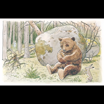 「おうじょさまのぼうけん 挿絵 #8 （犬のペレを抱きかかえる熊）」 エルサ・ベスコフ