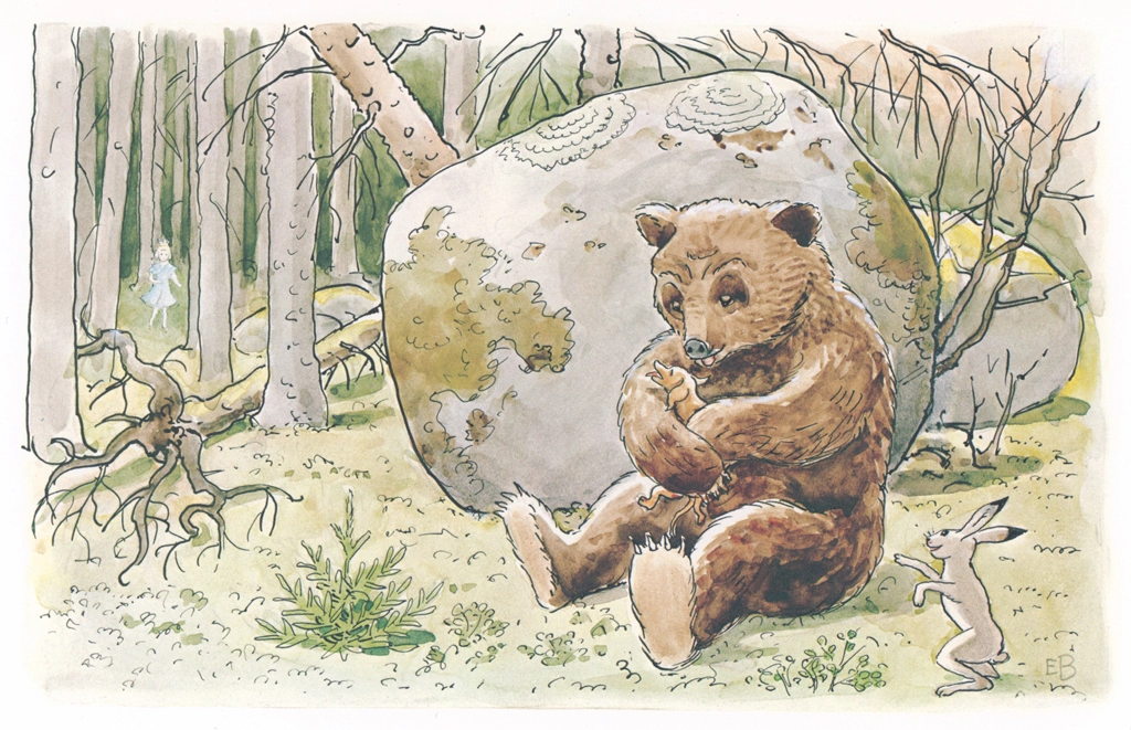 「おうじょさまのぼうけん 挿絵 #8 （犬のペレを抱きかかえる熊）」 エルサ・ベスコフ | 1