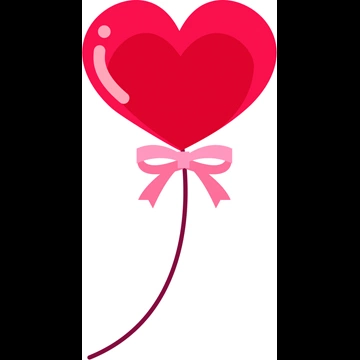 6種類のハート型の風船のイラストとベクター