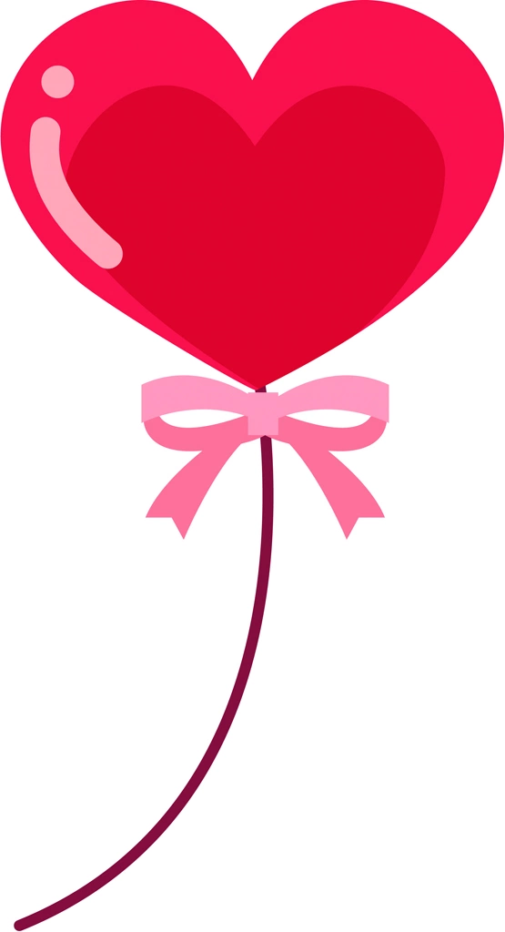 6種類のハート型の風船のイラストとベクター | 赤色